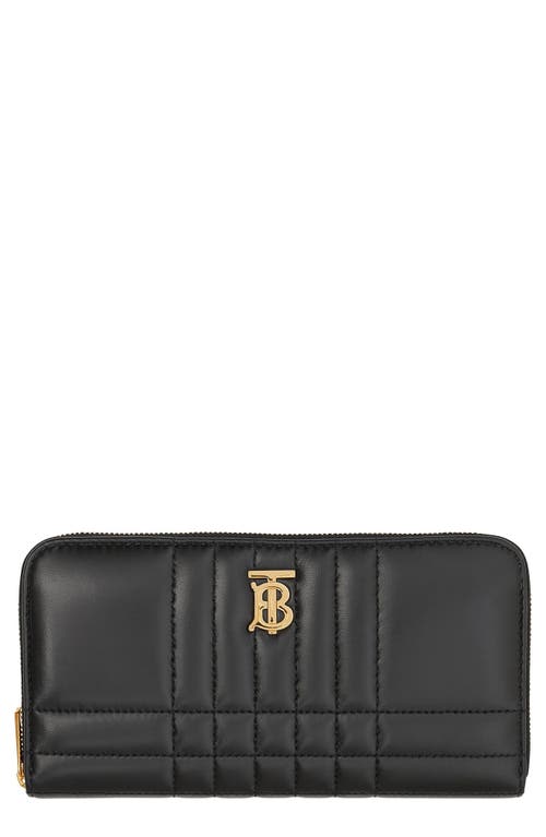 burberry Lola Quilted Leather Wallet in Black /Light Gold at Nordstrom