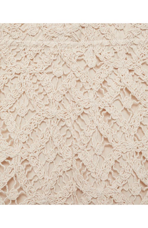 Mango Open Stitch Shorts In Beige