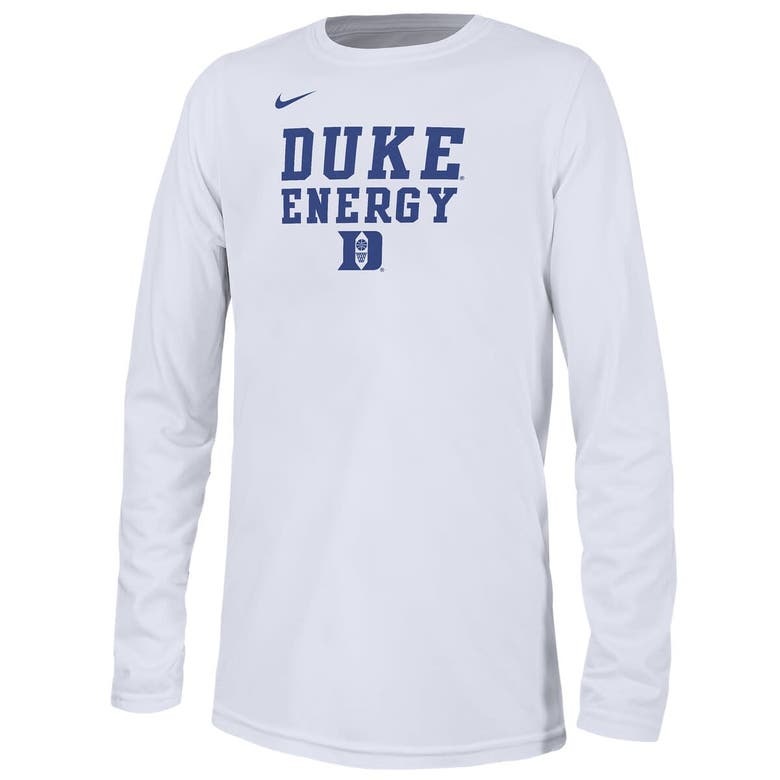 Shop Nike Youth   White Duke Blue Devils 2024 On-court Bench Energy T-shirt