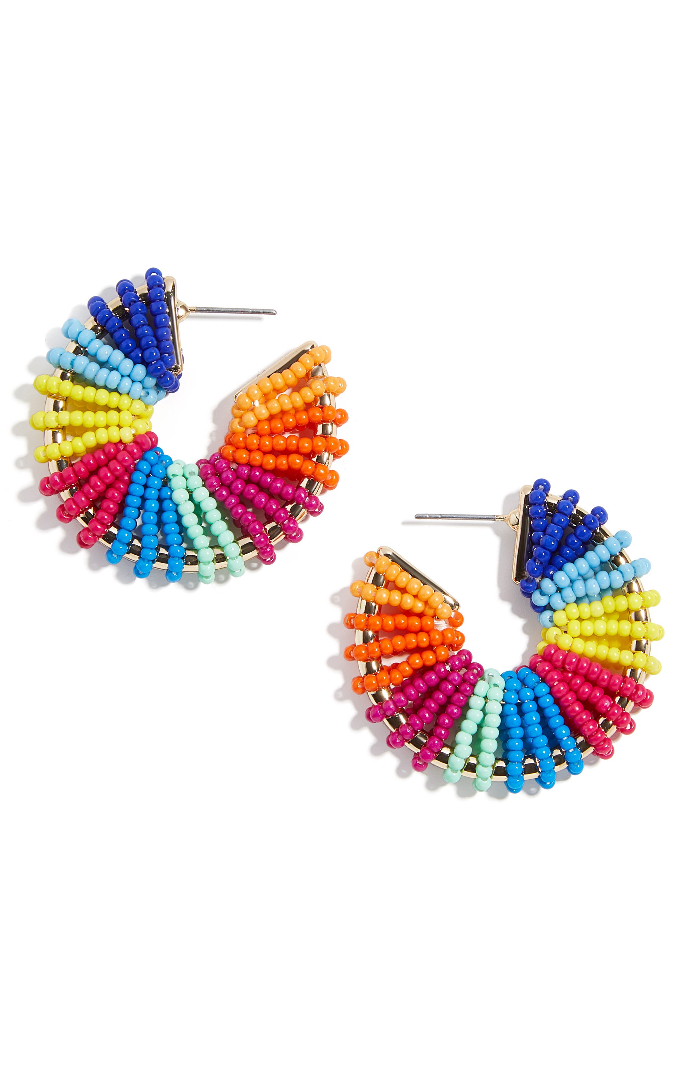 BAUBLEBAR Giana Beaded Hoop Earrings, Main, color, PRIMARY RAINBOW