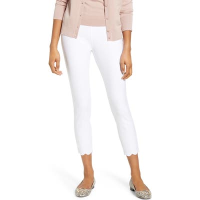 Nordstrom Scalloped Crop Cotton Blend Leggings, White