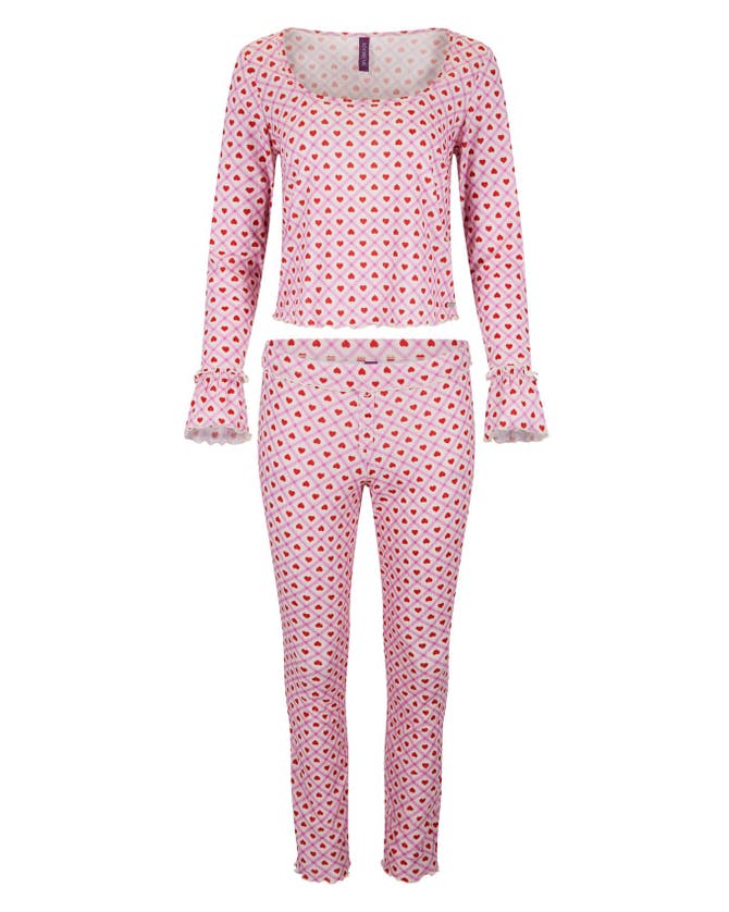 Shop Adore Me Audra Pajama Long Sleeve Top & Legging Set In Novelty Pink
