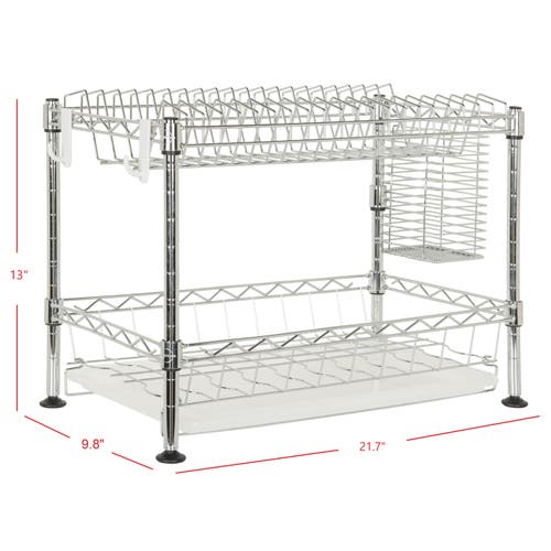 Jonathan Y Brooklyn 24" Adjustable Dish Rack, Chrome In Chrome