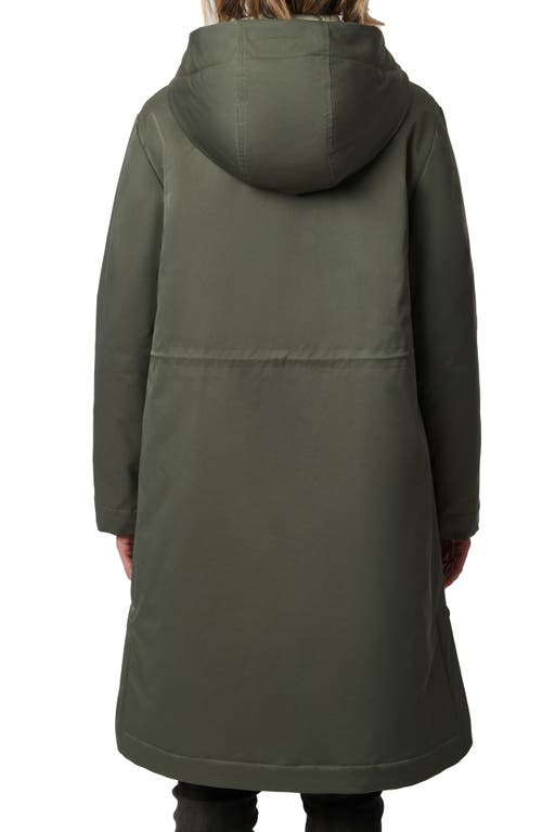 Bernardo Hooded Raincoat With Removable Hooded Bib In Dusty Olive/sage