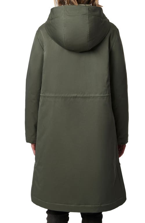 Shop Bernardo Hooded Raincoat With Removable Hooded Bib In Dusty Olive/sage