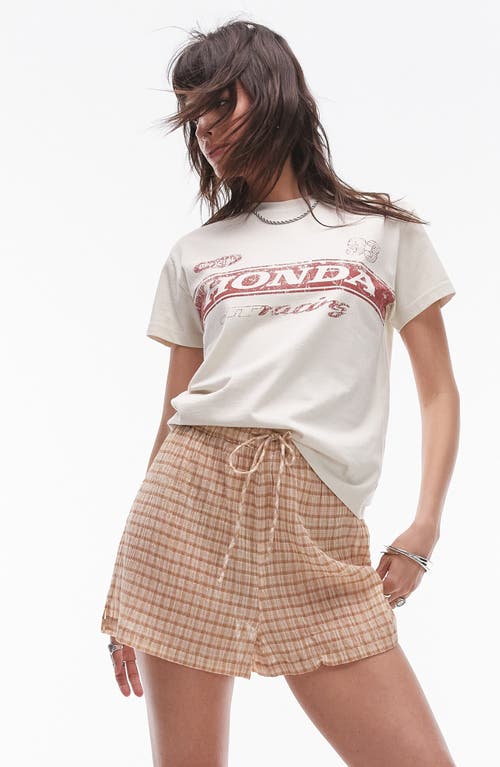 Shop Topshop Honda Racing Shrunken Graphic T-shirt In Ivory