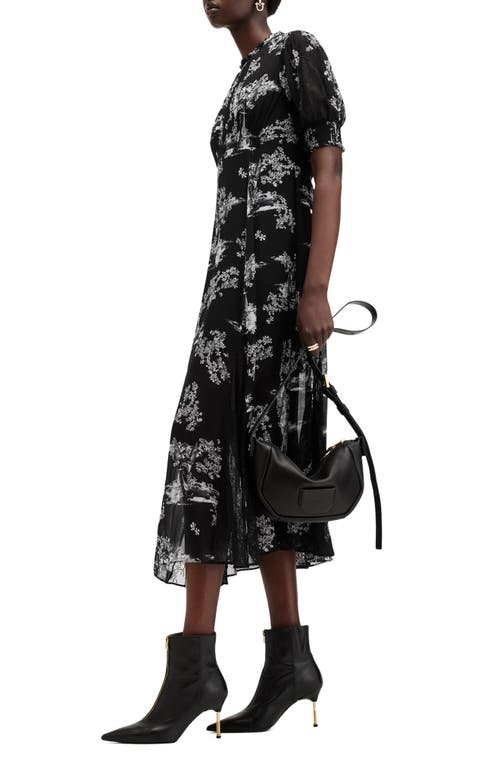 Shop Allsaints Laverna Floral Print Midi Dress In Maria Black