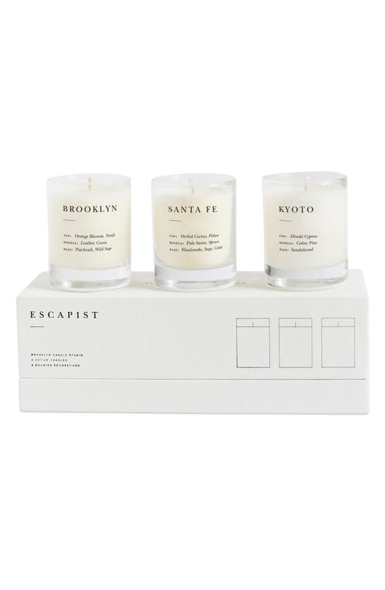 Shop Brooklyn Candle Smoke + Woods Escapist Votive Candle Set In Smoke/ Woods