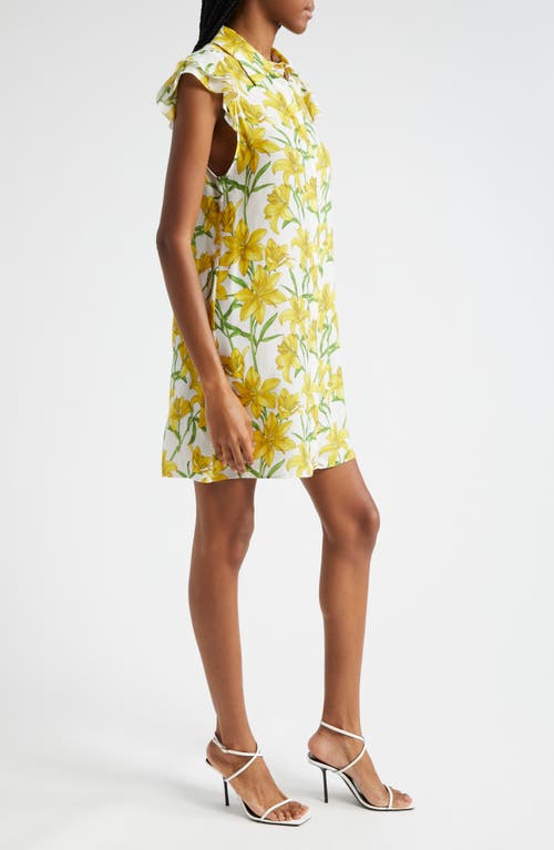 Alice And Olivia Jem Floral Flutter Sleeve Mini Shirtdress In Stargazer Multi