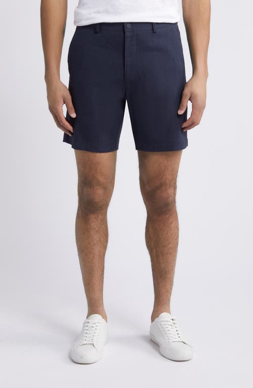 City Linen Blend Hybrid Shorts in Navy Blazer