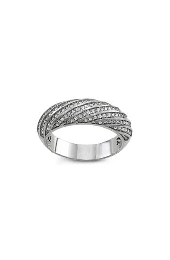 Fzn Sterling Silver Pavé Diamond Band Ring In White