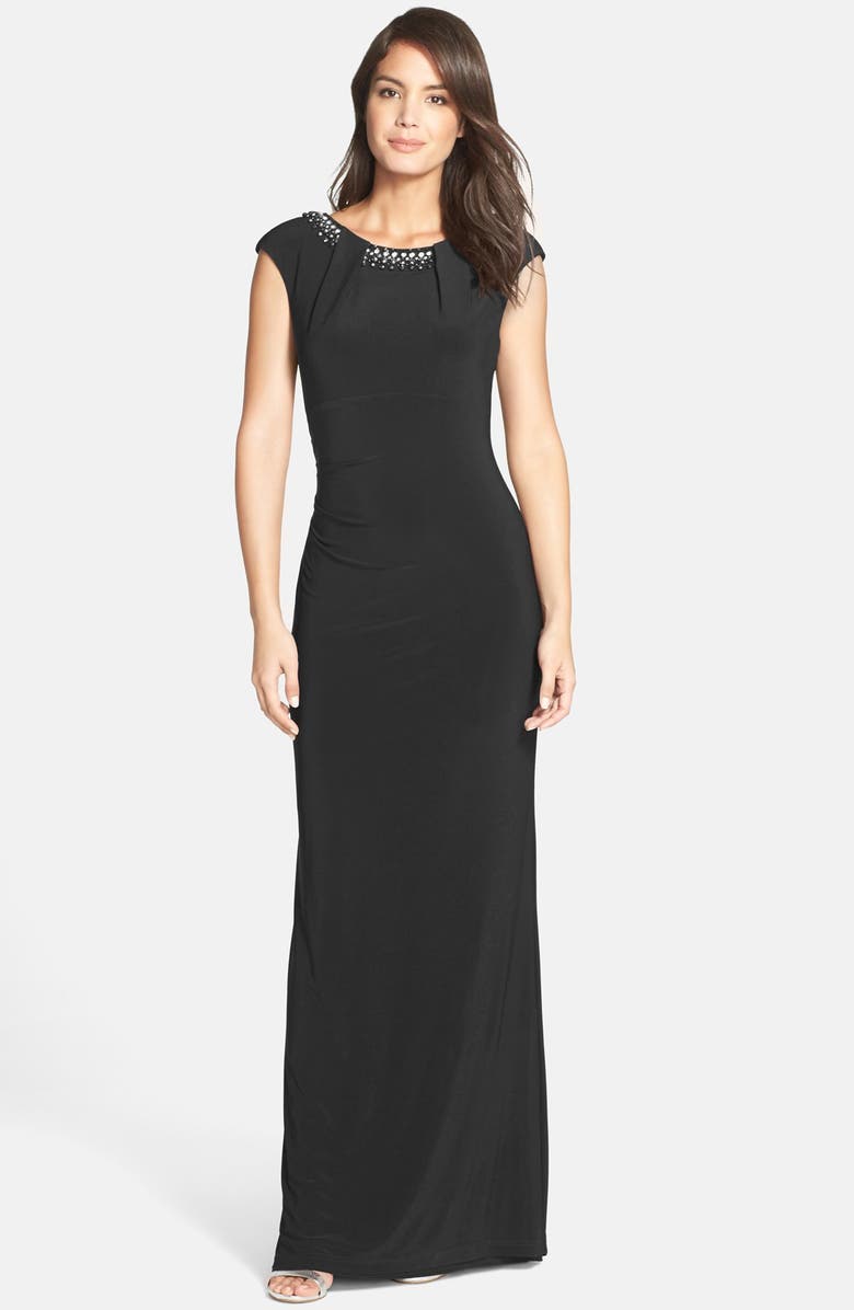 Vince Camuto Beaded Cap Sleeve Gown | Nordstrom