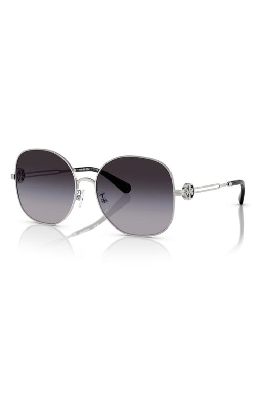 Shop Tory Burch 56mm Gradient Round Sunglasses In Silver Grey