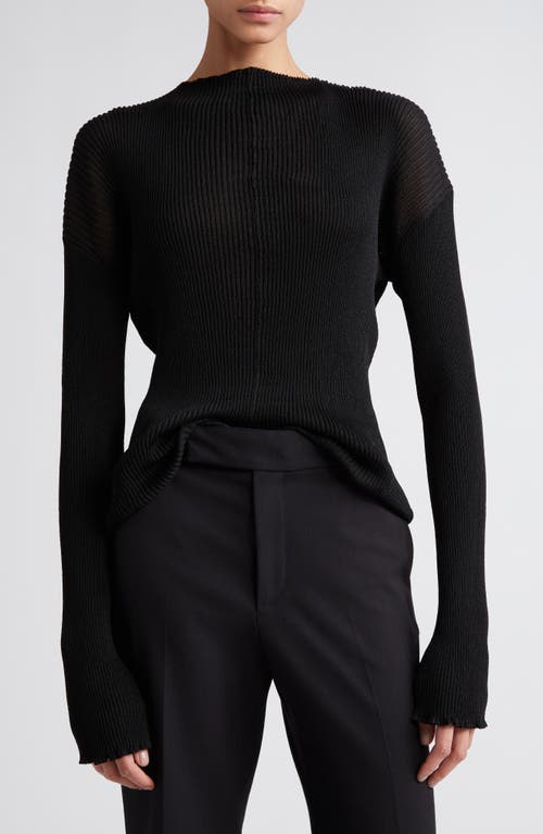 Proenza Schouler Long Sleeve Rib Top Black at Nordstrom,