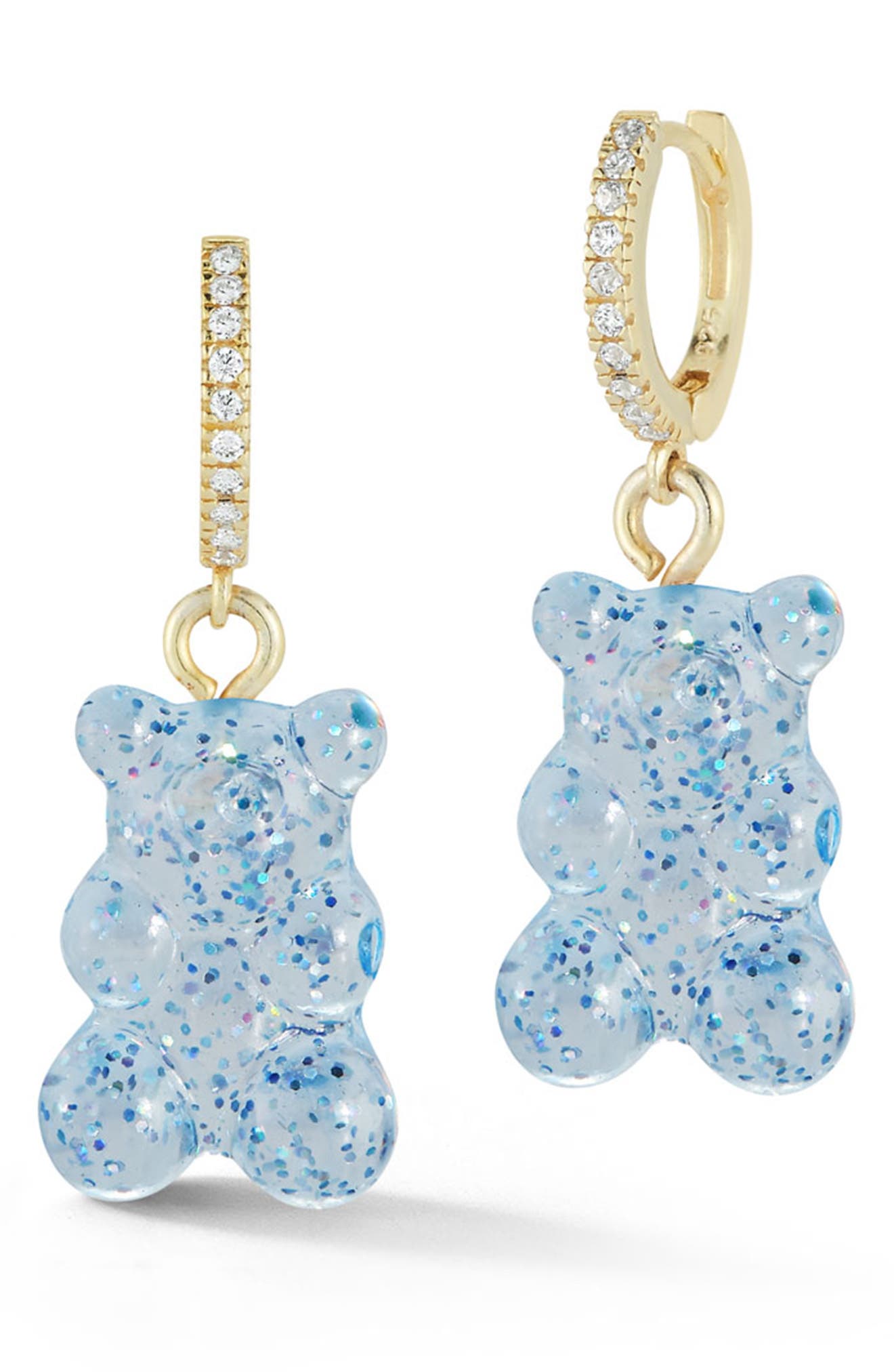 White gummy bear charm sterling silver earrings