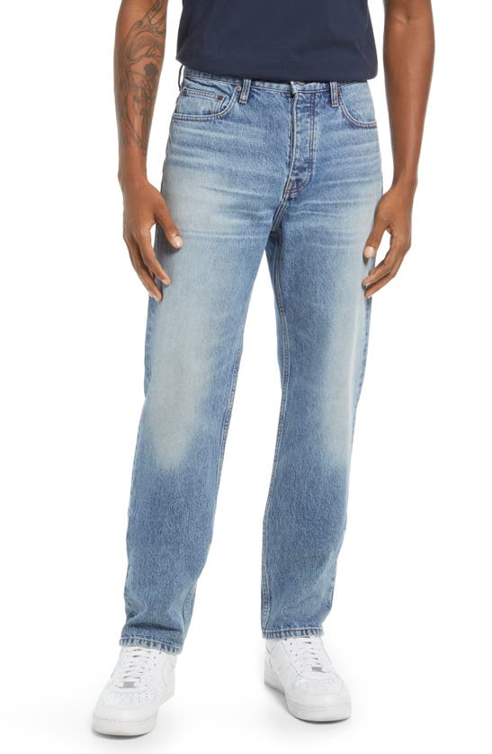 Frame Clean Straight Leg Jeans In Blue Washed