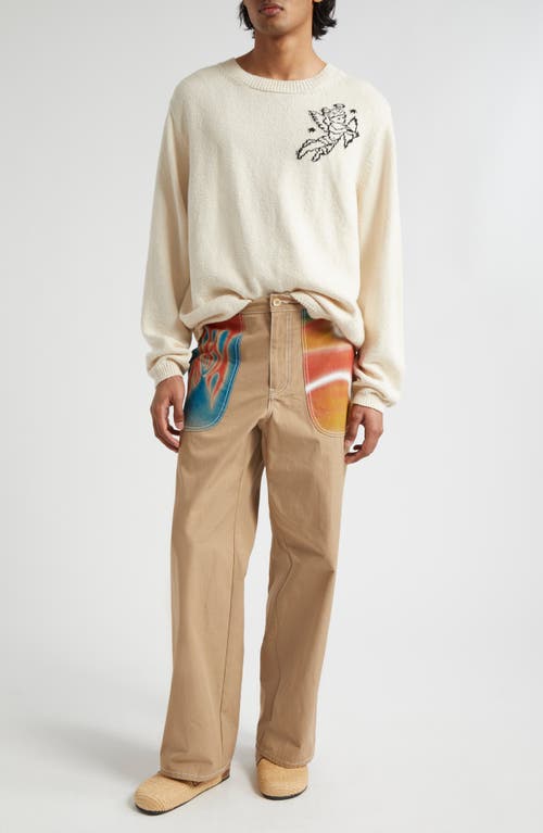 Shop The Elder Statesman Nora Angel Devil Crewneck Cashmere Sweater In 106 Natural