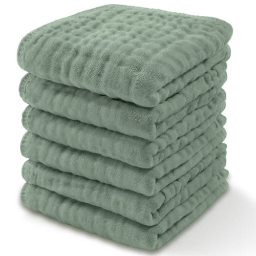 Comfy Cubs Muslin Washcloths In Fern