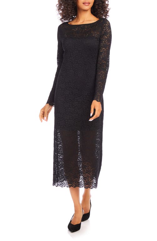 Shop Karen Kane Lace Long Sleeve Midi Dress In Black