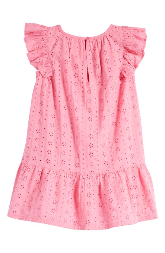 Shop Nordstrom Kids' Flutter Sleeve Eyelet Party Dress In Pink Sunset