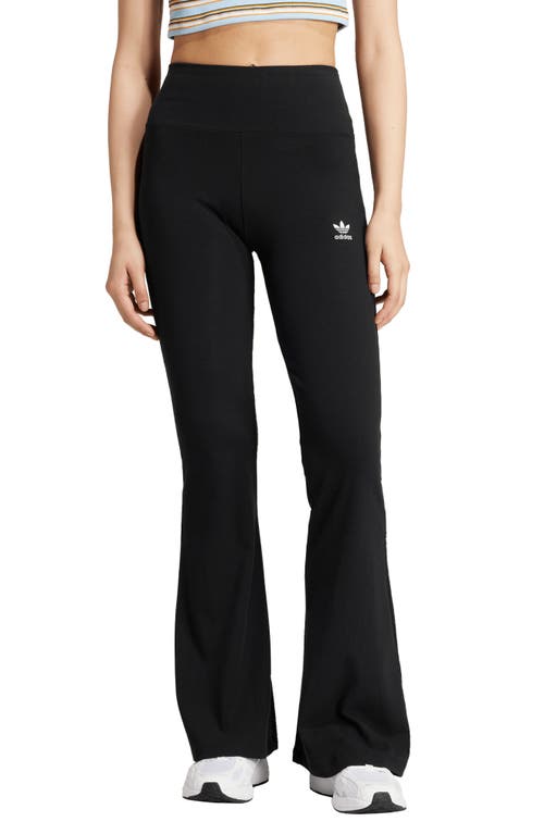 adidas Trefoil Essentials Rib Flare Leggings Black at Nordstrom,