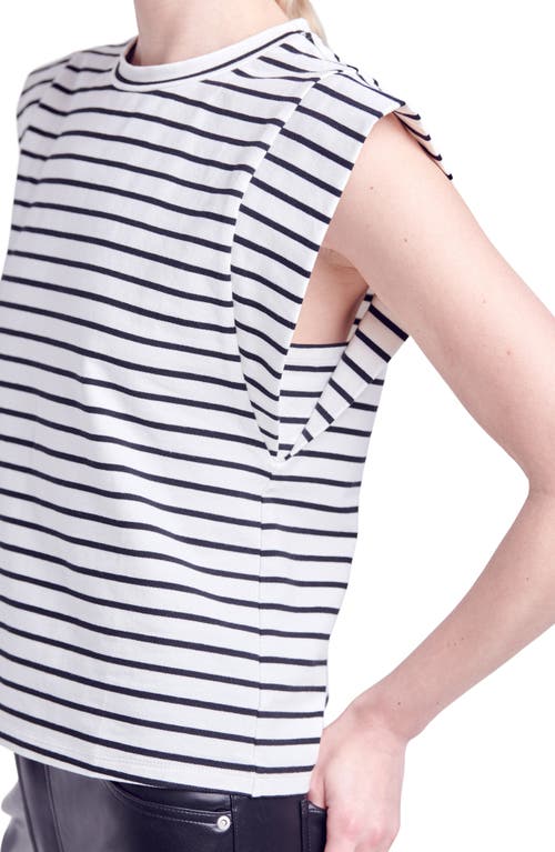 English Factory Stripe Extended Shoulder T-shirt In White/black