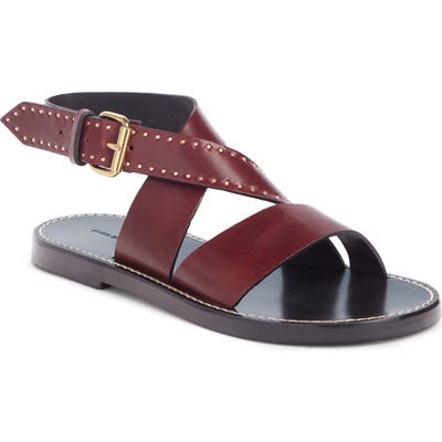 Isabel Marant Juzee Cross Strap Sandal, Burgundy