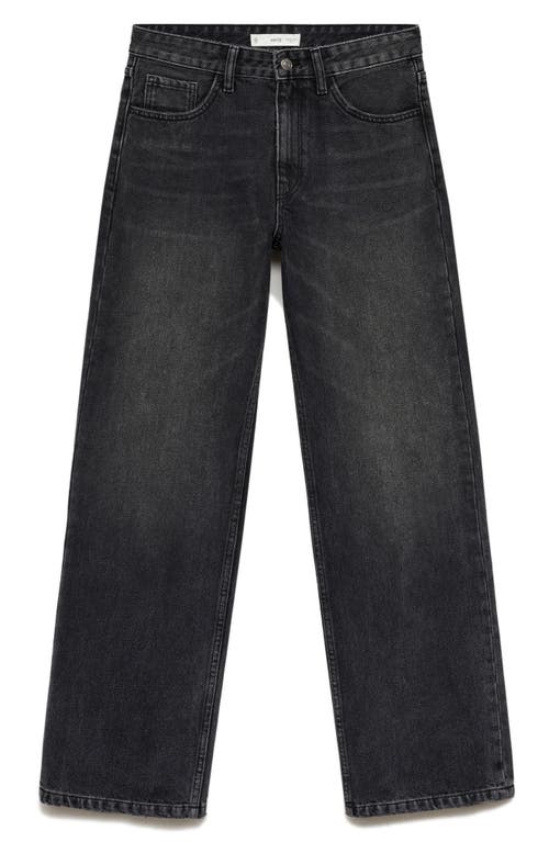 Mango Women's Mid-rise Straight Jeans In Black Denim
