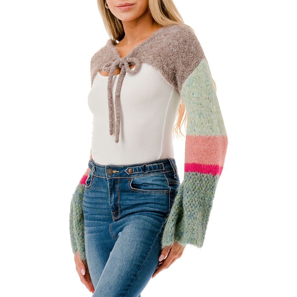 Marcus Adler Colorblock Crocheted Bolero In Green