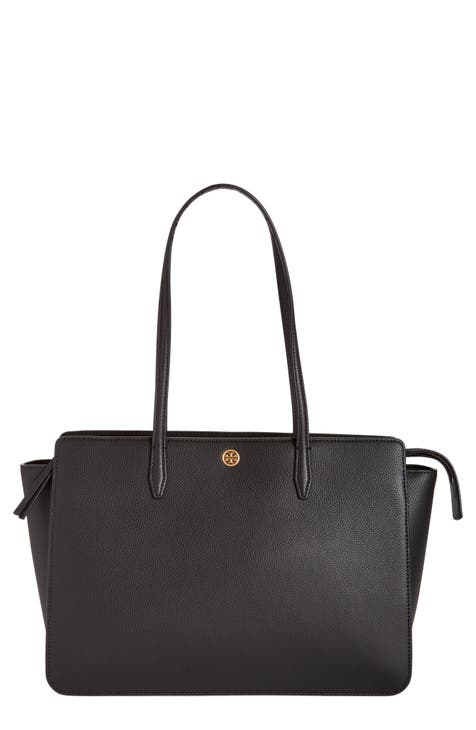 Tory Burch Two Tone Saffiano Lux Leather Robinson Tote Bag in
