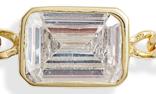 Shymi Fancy Shape Cubic Zirconia Curb Chain Bracelet In Gold/white/emerald Cut