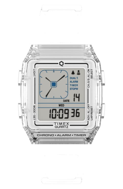 Shop Timex ® Q  Digital Lca Chronograph Resin Strap Watch, 35mm In Clear