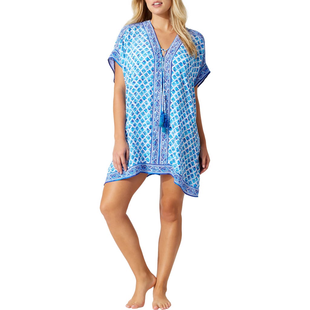 Tommy Bahama Shell Beach Cover-up Tunic In True Turquoise