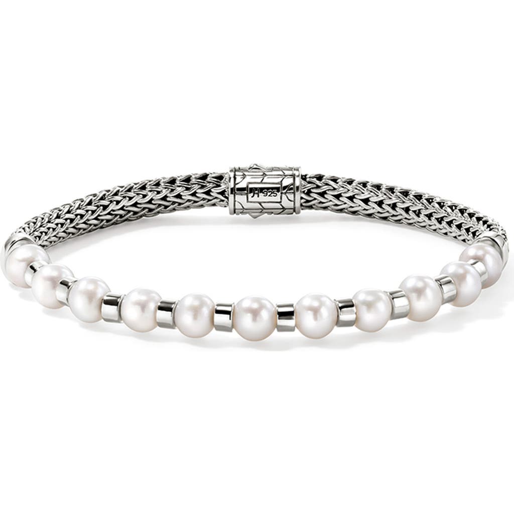 John Hardy Sterling Silver Jh Essentials Cultured Freshwater Pearl Chain Bracelet In Metallic