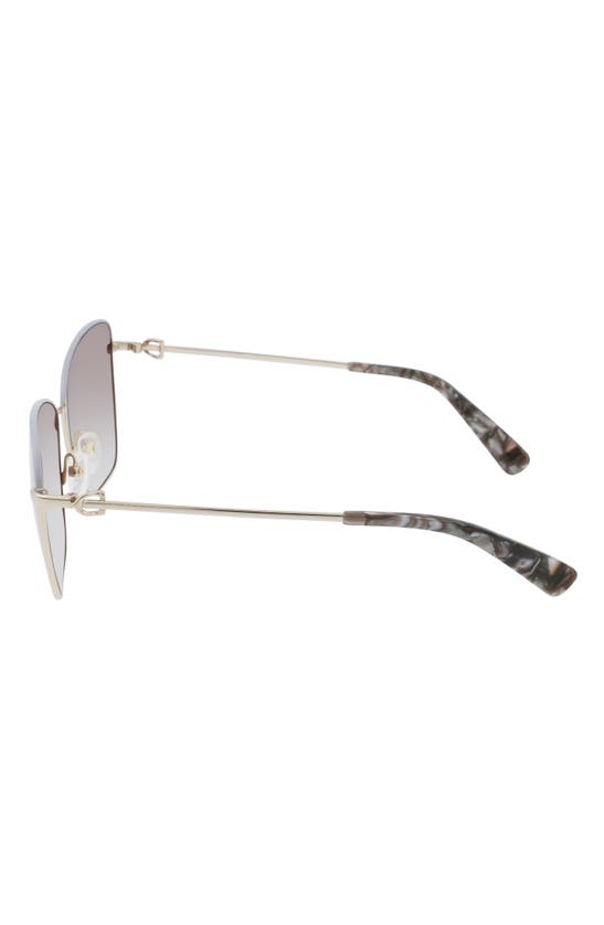 Longchamp Amazone 59mm Rectangle Sunglasses In Gold/ Azure