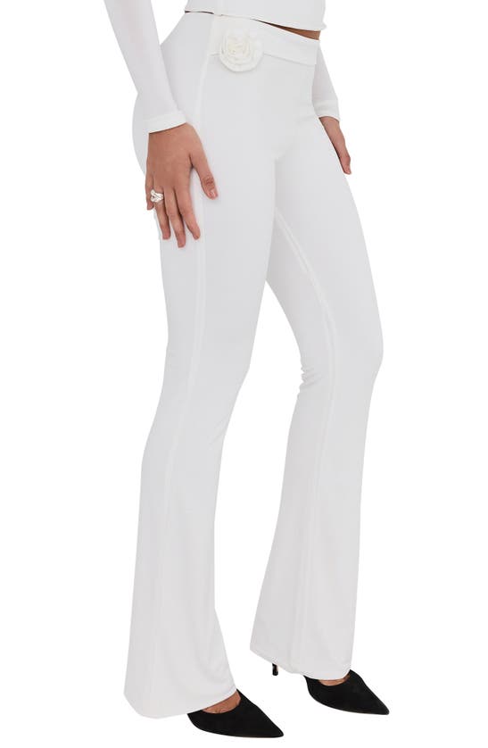 Shop Mistress Rocks Floral Embellished Jersey Flare Pants In Ivory