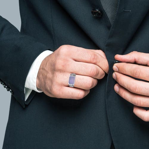 Luvmyjewelry Blue Lace Agate Sterling Silver Men Signet Ring In Blue