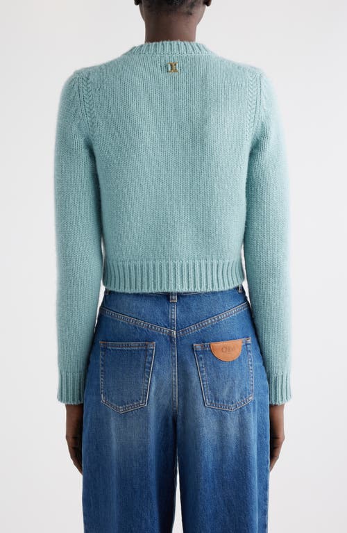 Shop Chloé Crop Cashmere & Cotton Cardigan In Aether Blue