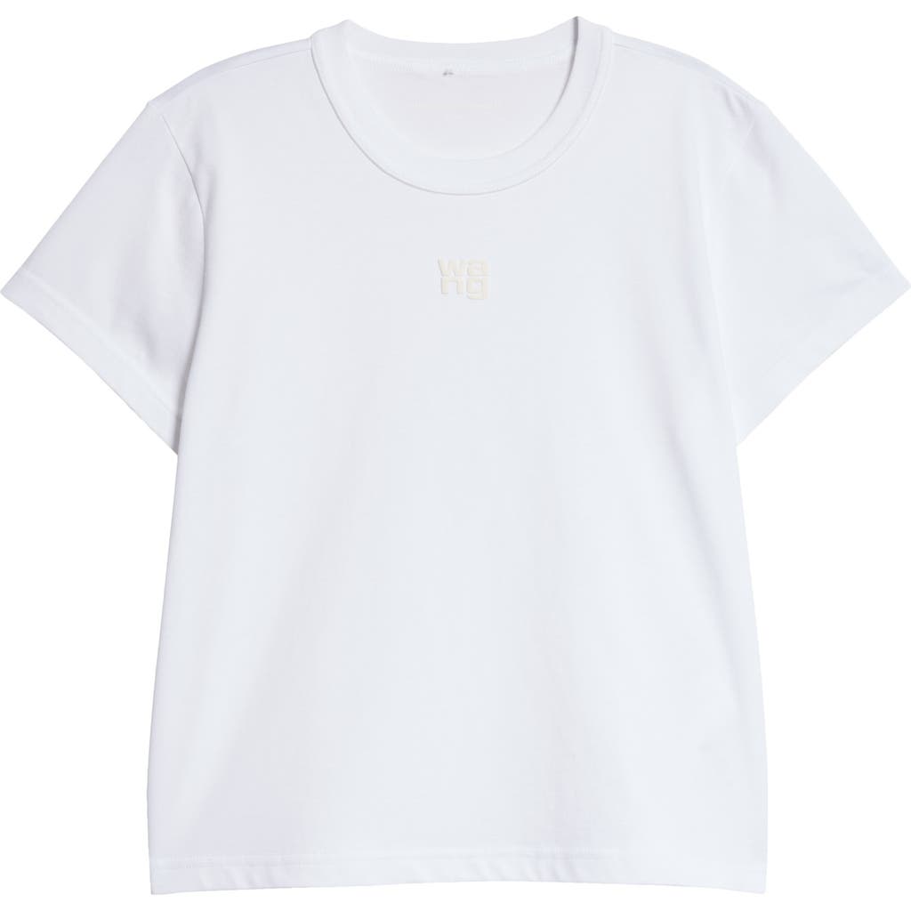 Alexander Wang Puff Logo Shrunken Cotton Jersey T-shirt In White