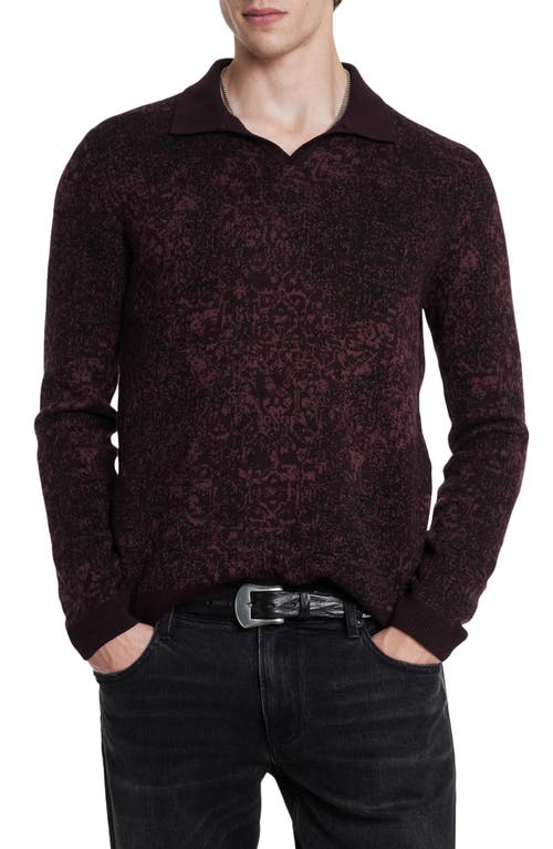 Shop John Varvatos Oliver Organic Cotton Jacquard Sweater In Dark Plum