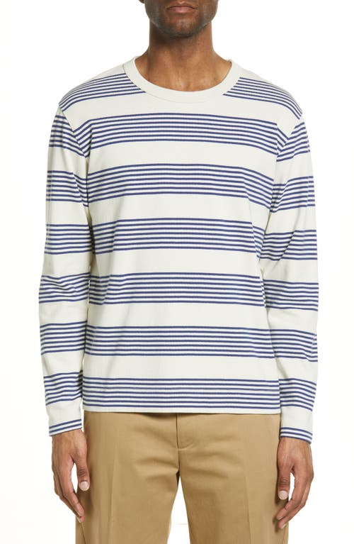Norse Projects Men's Holger Beach Stripe Organic Cotton Long Sleeve T-Shirt in Ultra Marine