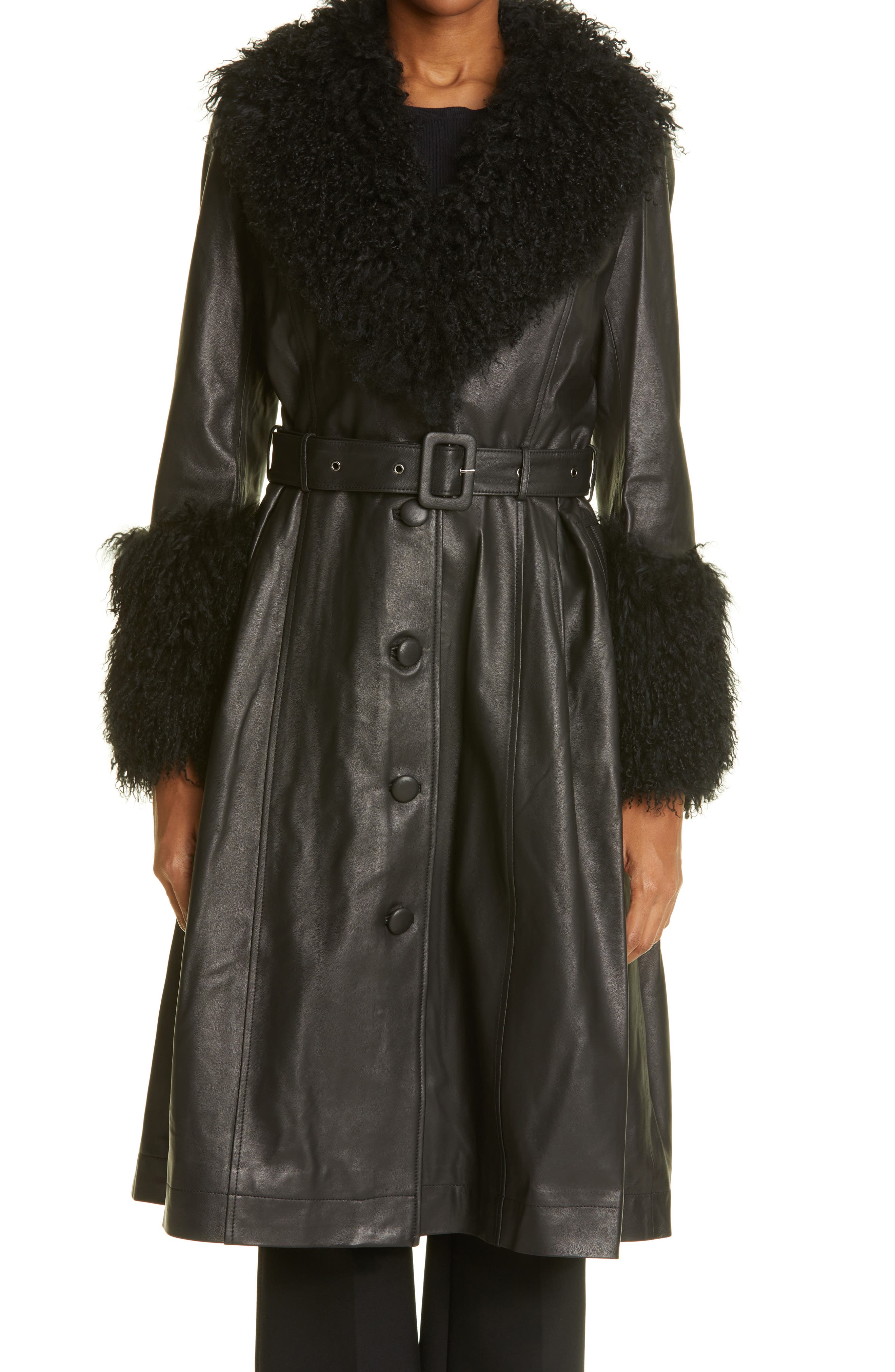 Saks Potts Black Foxy Shearling Coat