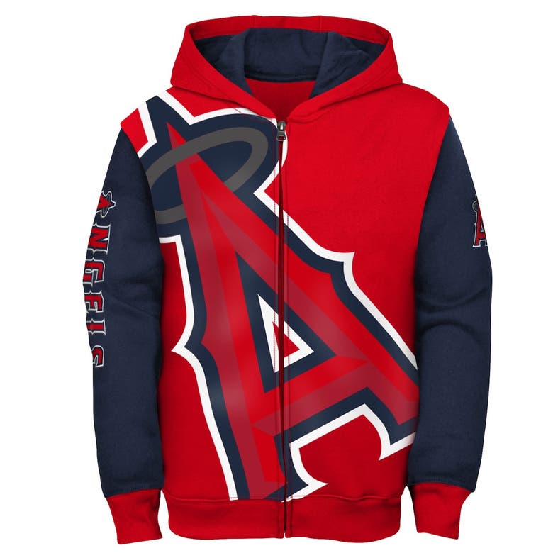 Shop Outerstuff Youth Fanatics Branded Red/navy Los Angeles Angels Postcard Full-zip Hoodie Jacket