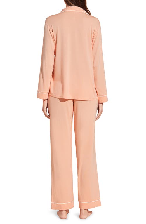 Shop Eberjey Gisele Jersey Knit Pajamas In Peach Parfait/ivory