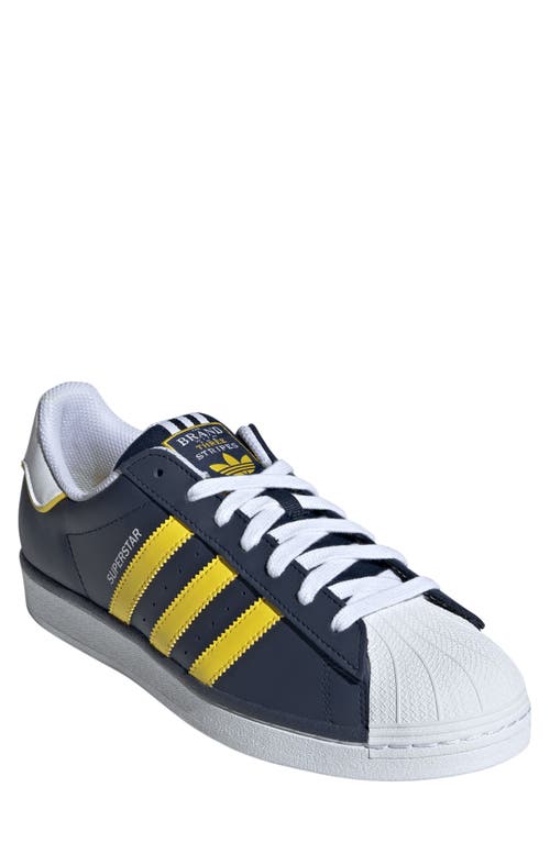 Adidas Originals Adidas Superstar Sneaker In Night Indigo/yellow/white