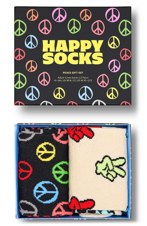 Assorted 2-Pack Peace Crew Socks Gift Box in Black