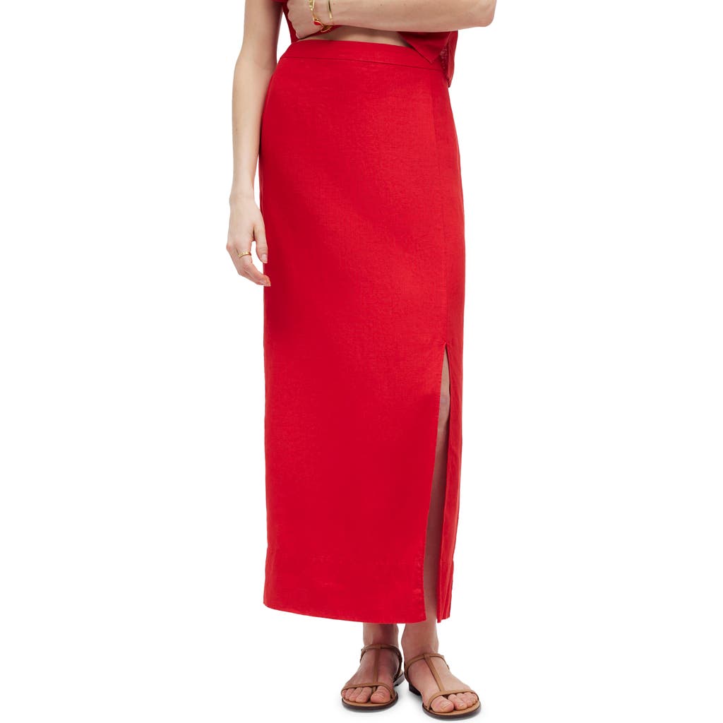 Madewell Linen Column Maxi Skirt In Red