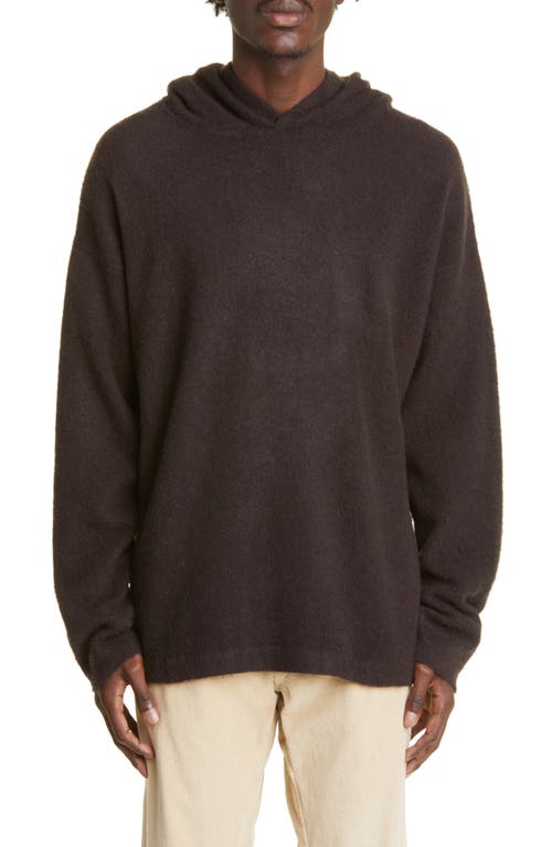 Massimo Alba Brushed Cashmere Hooded Sweater in Dark Wood