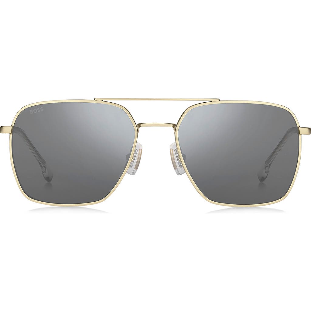 Hugo Boss Boss 57mm Polarized Aviator Sunglasses In Gold