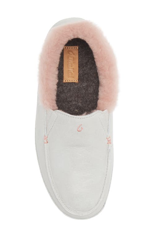 Olukai Ku'una Genuine Shearling Slipper In Mist Grey/mist Grey